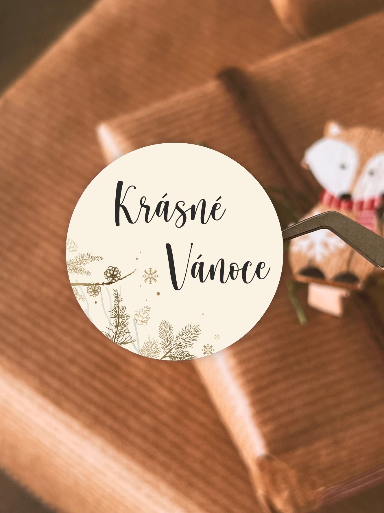 Kulaté samolepky - Krásné Vánoce